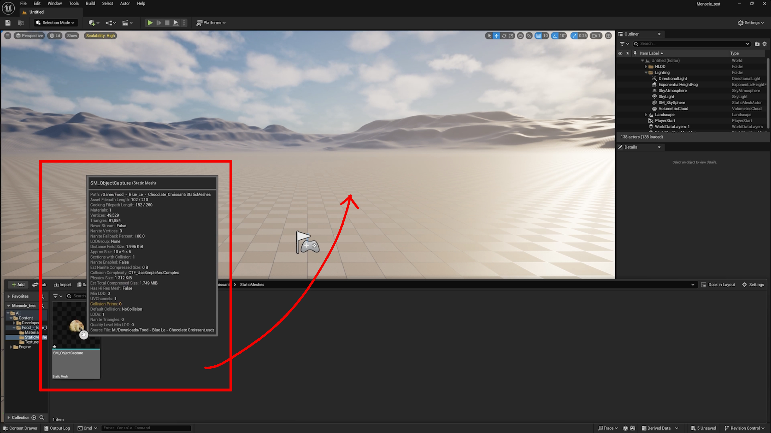 Drag the object into the scene