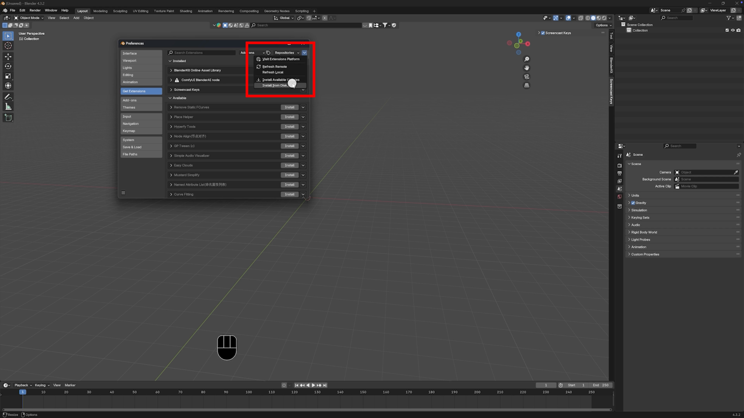 Install the add-on in Blender