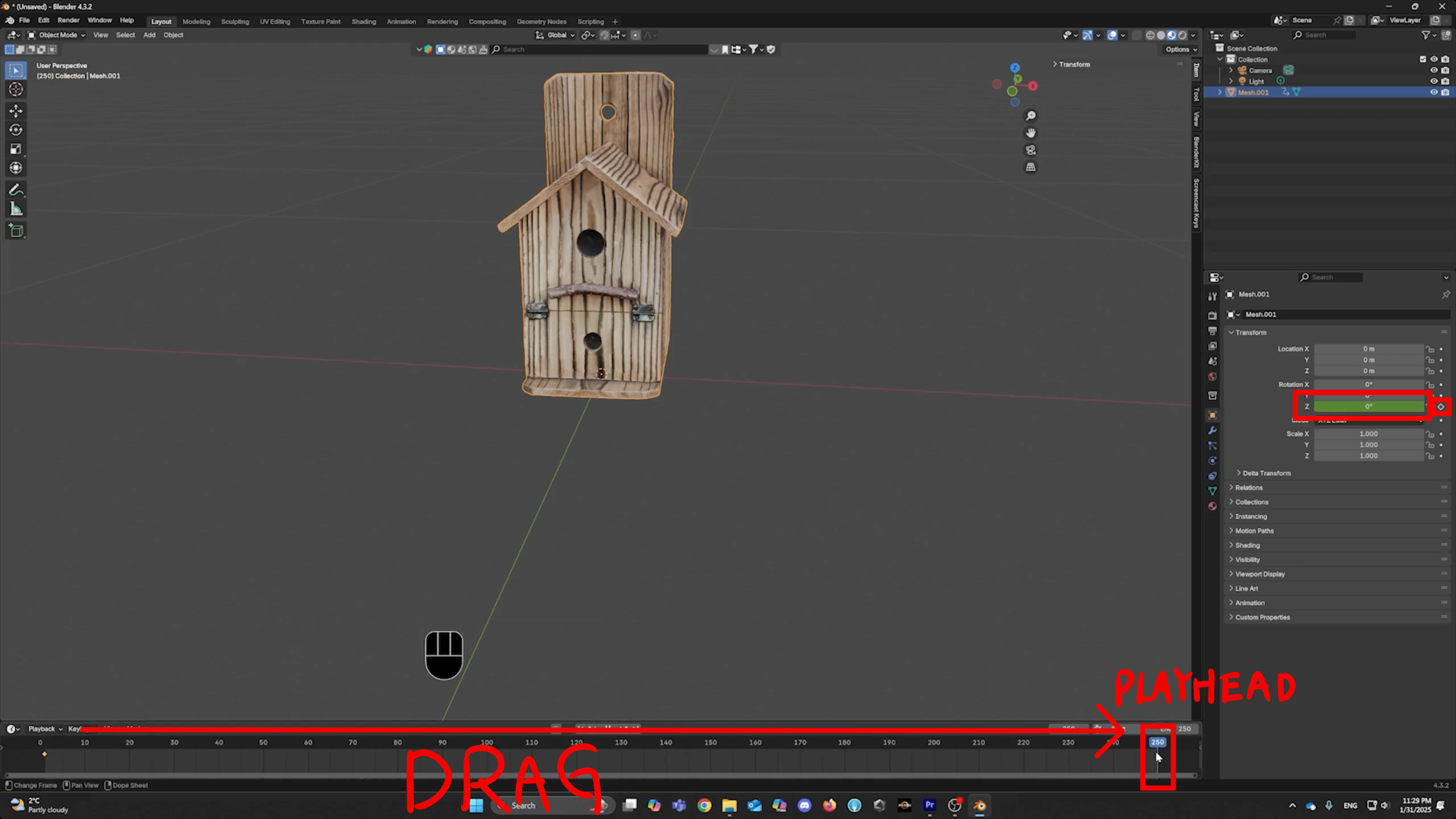 Set the first keyframe
